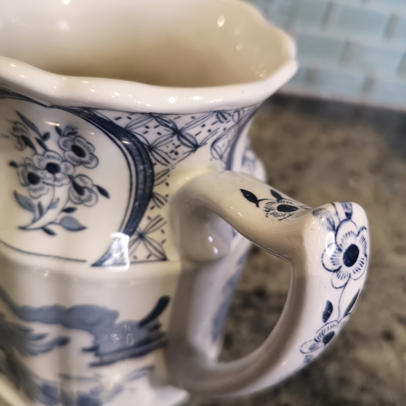 Antique 5" Old Chelsea Furnivals Blue Transferware Pitcher Made In England - Picture 5 of 9